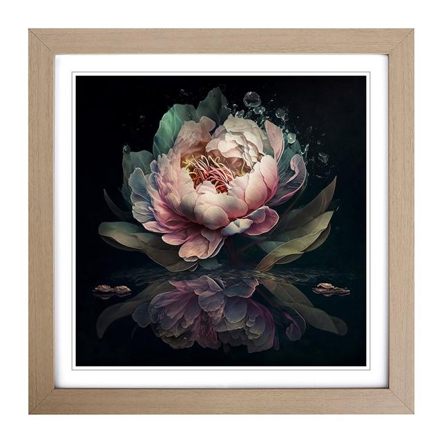 Peony Flower Double Exposure - Single Picture Frame Print on Wood Marlow Home Co. Format: Oak on Productcaster.