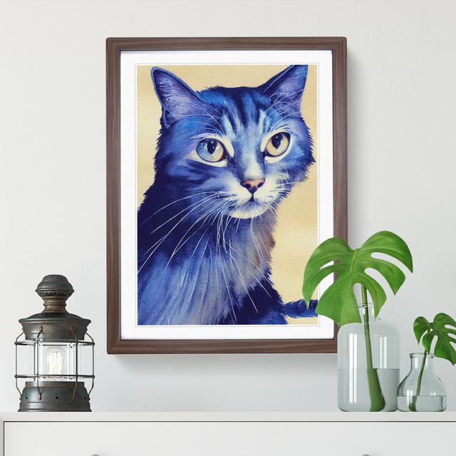 Cat Watercolour No.3 - Painting Marlow Home Co. Size: 48cm H x 36cm W, Format: Walnut Framed, Matte Colour: White on Productcaster.