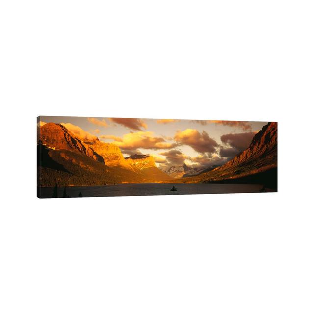 Saint Mary Lake And Lewis Range, Glacier Bay National Park, Montana, USA - Wrapped Canvas Panoramic Photograph Union Rustic Size: 30.48cm H x 91.44cm on Productcaster.