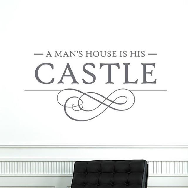 A Mans House Is His Castle Swirl Wall Sticker East Urban Home Colour: Grey, Size: Large on Productcaster.