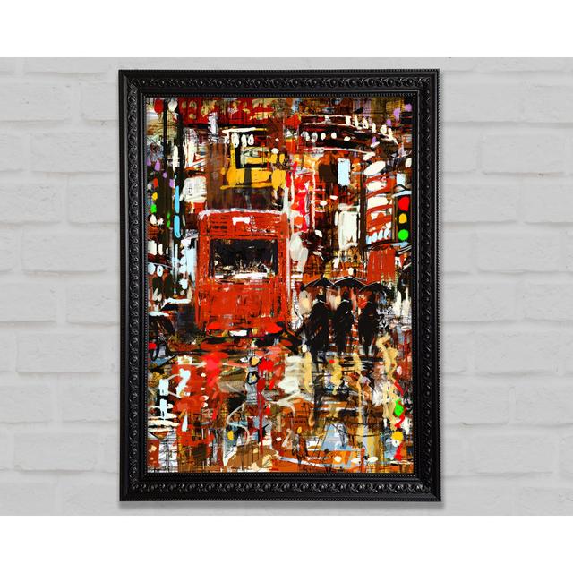 Red Bus In The Busy Streets Framed Print Ivy Bronx Size: 141.4cm H x 100cm W on Productcaster.