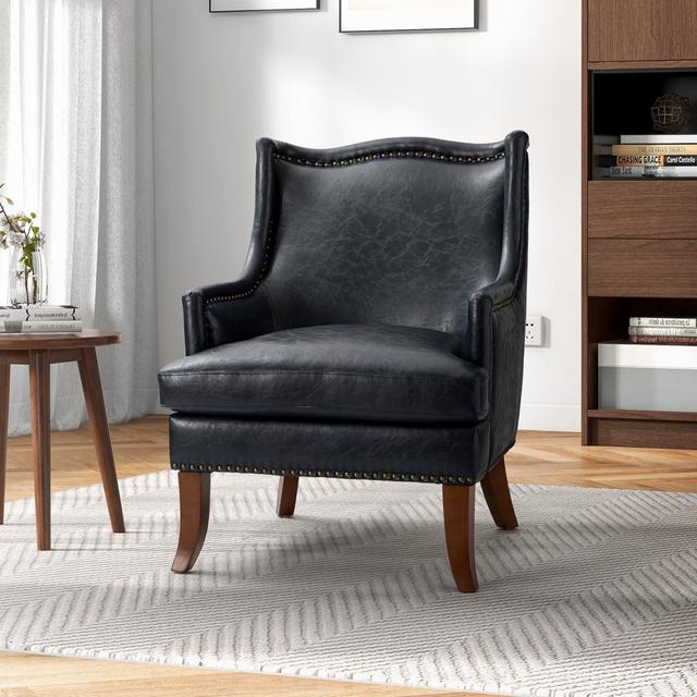 Defoe 71.12cm Wide Tufted Armchair Ophelia & Co. Upholstery Colour: Navy on Productcaster.