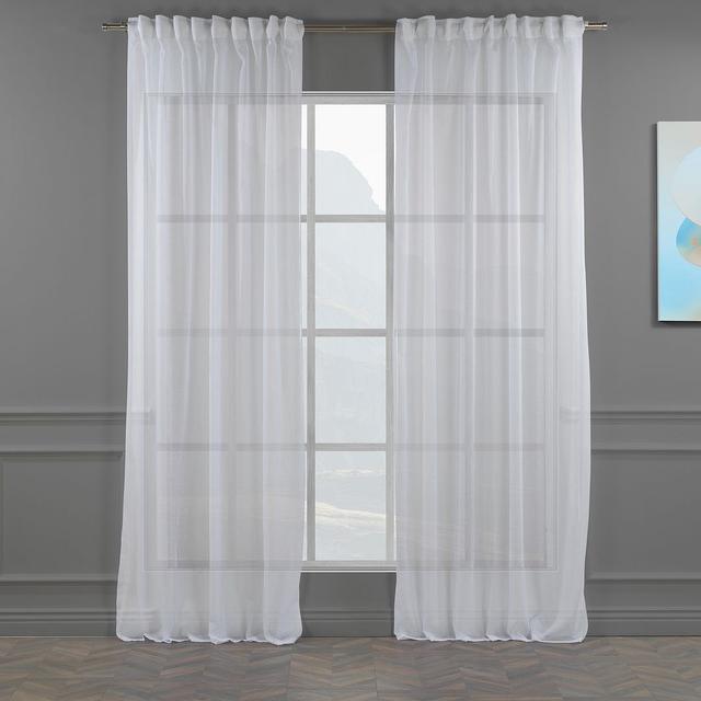 Extra Long & Extra Wide Faux Linen Sheer Curtain Panels (Set of 2) Lilijan Home & Curtain Curtain Colour: White, Panel Size: 280cm Width x 200cm Drop on Productcaster.