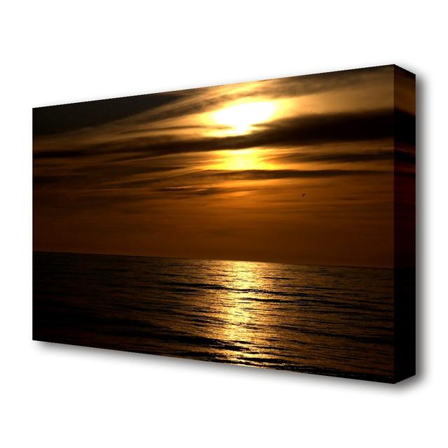 'Dark Sunset Beach Seascape' Photographic Print on Canvas East Urban Home Size: 81.3 cm H x 121.9 cm W on Productcaster.