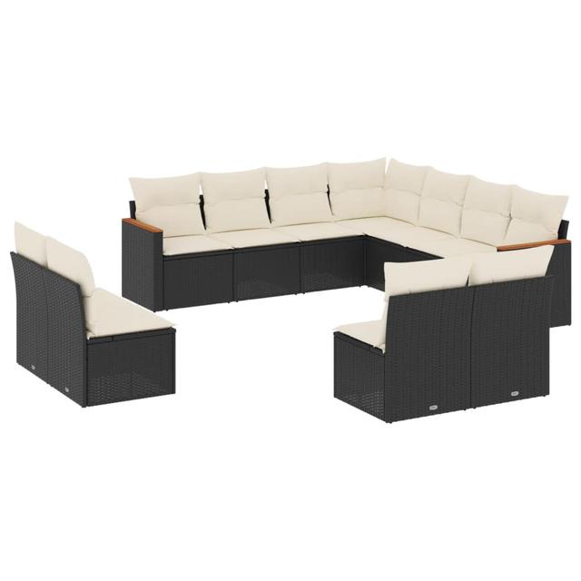 Gartensofa Anie mit Kissen Marlow Home Co. Rahmenfarbe: Schwarz, Farbe des Kissens: Cremefarben on Productcaster.