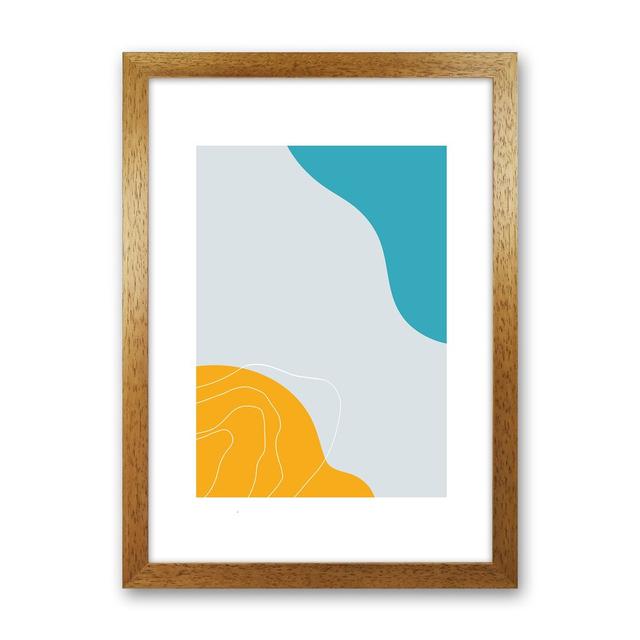 Mita Teal Abstract N19 by Pixy Paper - Print George Oliver Size: 84cm H x 59.4cm W x 3cm D, Format: Oak Framed on Productcaster.