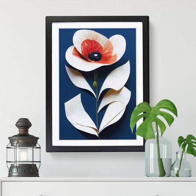 Poppy Flower Torn Paper - Print ClassicLiving Size: 46cm H x 34cm W x 2cm D, Frame Option: Walnut on Productcaster.