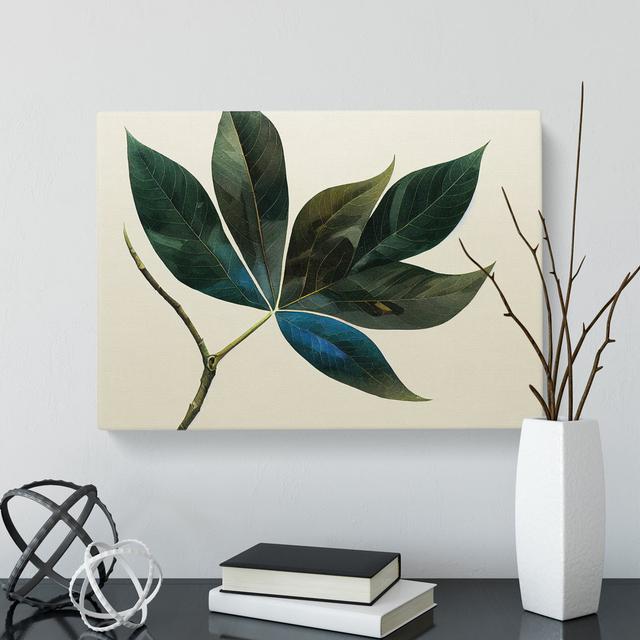 Serene Leaf - Wrapped Canvas Graphic Art Marlow Home Co. Size: 50cm H x 76cm W x 3cm D on Productcaster.