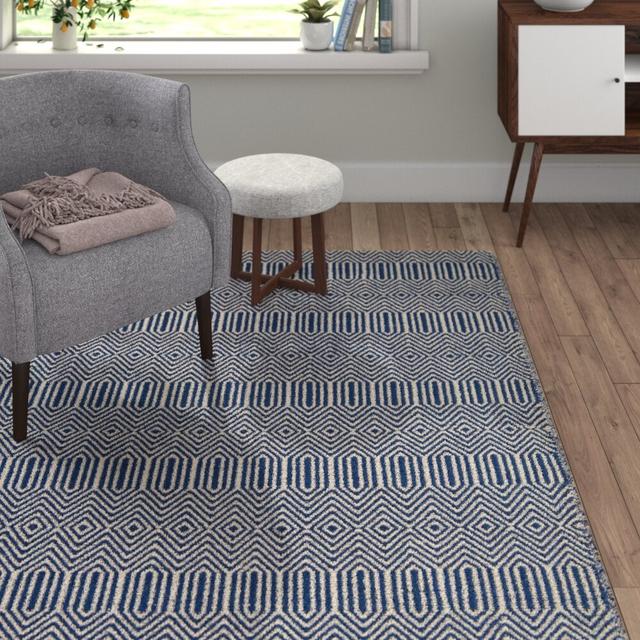 Aailyah Geometric Hand Woven Blue Area Rug Sol 27 Outdoor Rug Size: Rectangle 200 x 300cm on Productcaster.