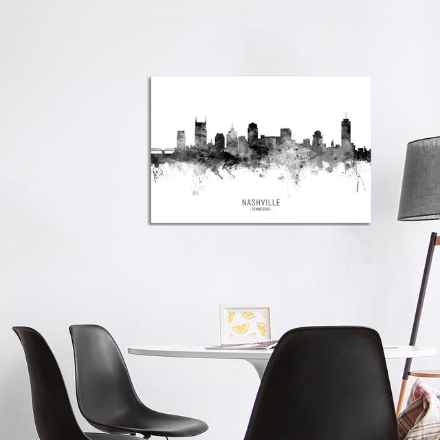 Nashville Tennessee Skyline Name Bw by Michael Tompsett - Wrapped Canvas Gallery-Wrapped Canvas Giclée Brayden Studio Size: 66.04cm H x 101.6cm W on Productcaster.