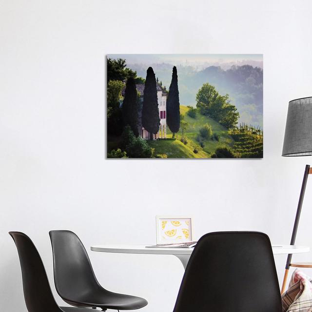 Italy, Veneto, Asolo. Country House And Cypress Trees. by Jaynes Gallery - Wrapped Canvas Print Alpen Home Size: 66.04cm H x 101.6cm W on Productcaster.