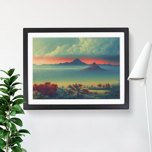 Pleasing Mountain Sunset House of Hampton Format: Black Framed, Size: 34cm H x 46cm W x 2cm D on Productcaster.