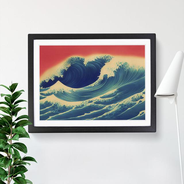 Japanese Wave Sunset - Picture Frame Graphic Art Alpen Home Frame Colour: Black, Size: 34cm H x 46cm W x 2cm D on Productcaster.