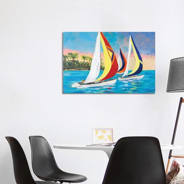 Morning Sails II by Julie Derice - Wrapped Canvas Gallery-Wrapped Canvas Giclée Longshore Tides Size: 66.04cm H x 101.6cm W on Productcaster.