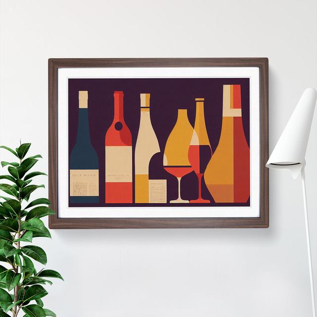 Retro Wine Bottle Vol.2 - Single Picture Frame Painting 17 Stories Frame Colour: Walnut Framed, Size: 25cm H x 34cm W x 2cm D on Productcaster.