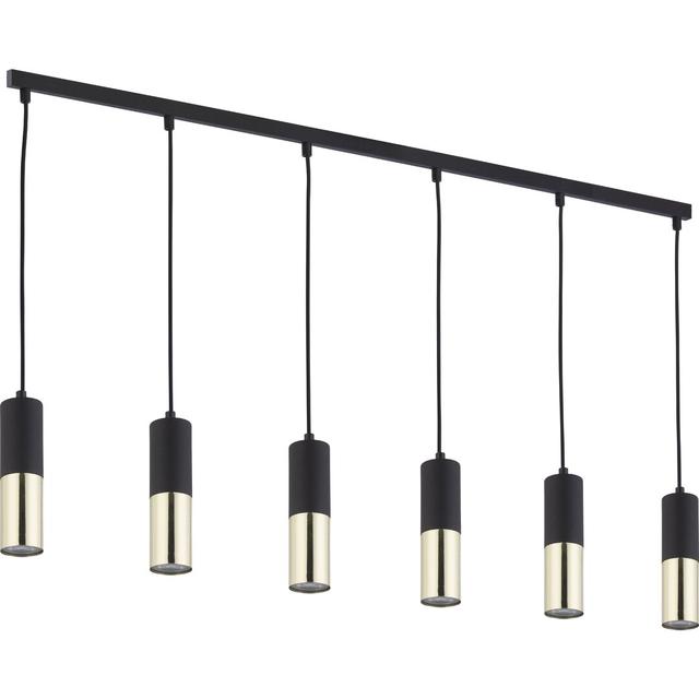 Aveonna 6 - Light Kitchen Island Cylinder Pendant 17 Stories Base Finish: Black, Shade Colour: Black/Gold on Productcaster.