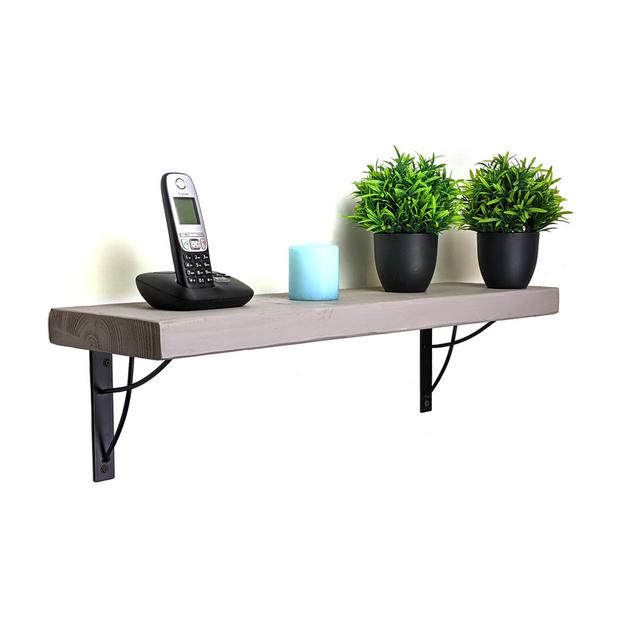 Haris Solid Wood Bracket Shelf with Reclaimed Wood Alpen Home Size: 23cm H x 220cm W x 22cm D on Productcaster.