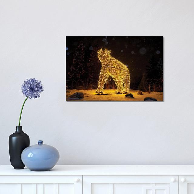 Polar Bear Christmas Lights by Nik Rave - Wrapped Canvas Print Ebern Designs Size: 31cm H x 46cm W on Productcaster.