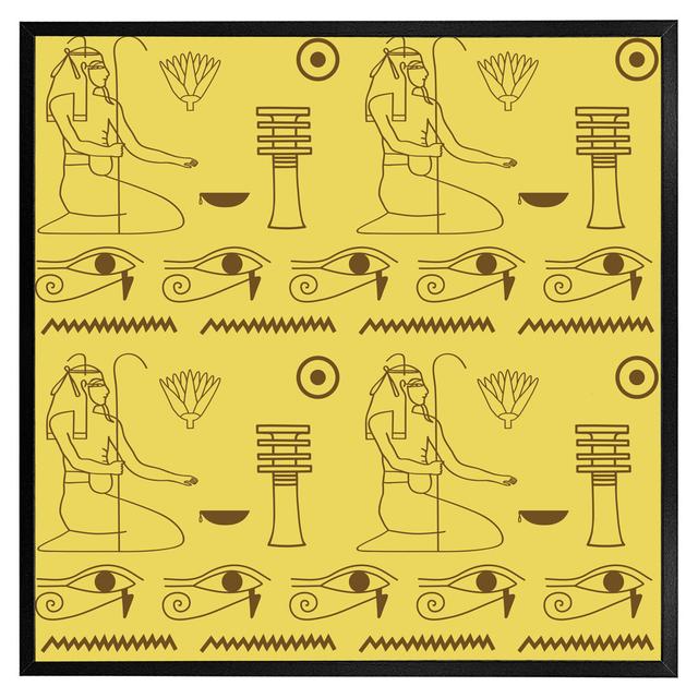 Emrik Pattern Of Egyptian Hieroglyphics - Single Picture Frame Print Latitude Vive Format: Black Framed, Size: 31cm H x 31cm W x 4cm D on Productcaster.