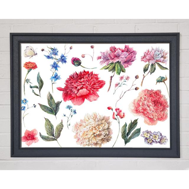 Rose Coloured Delicate Flowers - Single Picture Frame Art Prints August Grove Size: 29.7cm H x 42cm W on Productcaster.