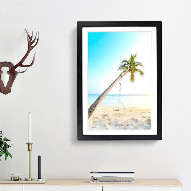 Palm Tree on a Beach in Abstract - Picture Frame Graphic Art Print East Urban Home Frame Option: Black Framed, Size: 48cm H x 36cm W x 2cm D on Productcaster.