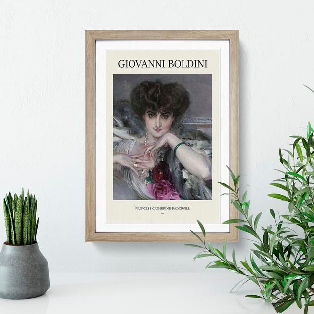 Portrait of Woman With Roses Print by Giovanni Boldini - Picture Frame Painting East Urban Home Frame Option: Oak Framed, Size: 48cm H x 36cm W x 2cm on Productcaster.