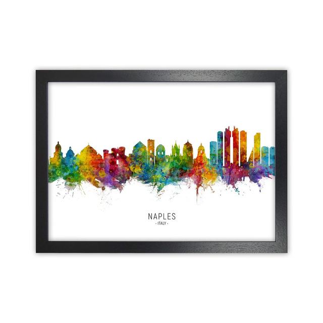 Naples Italy Skyline by Michael Tompsett - Graphic Art Latitude Run Format: Black Framed, Size: 64cm H x 88cm W x 3cm D on Productcaster.