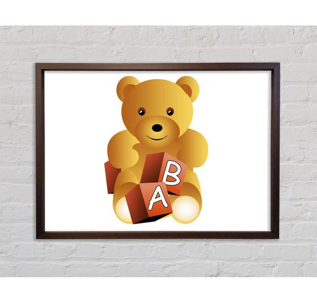 Teddybär Alphabet Blöcke Weiß - Einzelner Bilderrahmen Kunstdrucke auf Leinwand Bright Star Größe: 84,1 cm H x 118,9 cm B x 3,3 cm T on Productcaster.