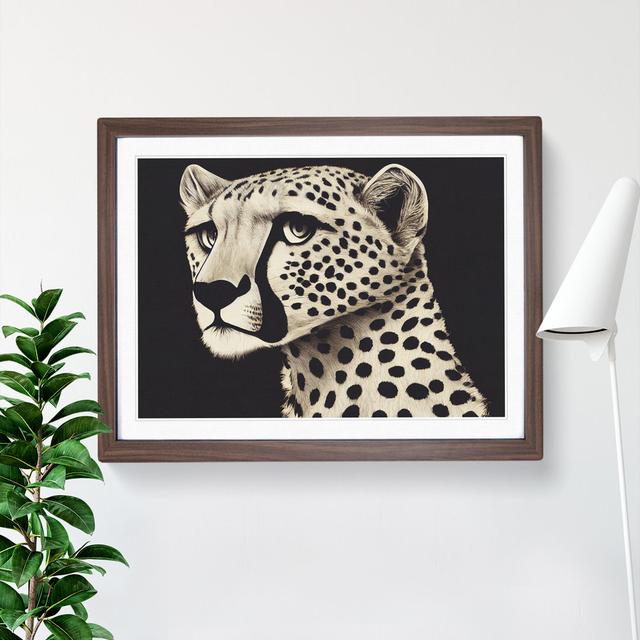 Delicious Cheetah - Picture Frame Painting World Menagerie Size: 34cm H x 46cm W x 2cm D, Frame Colour: Walnut on Productcaster.