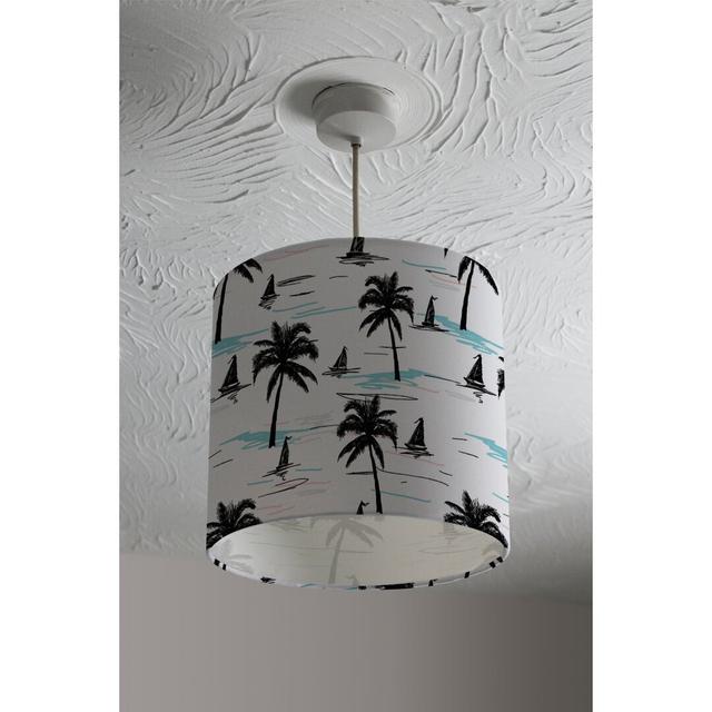 Palm Trees & Sailboats Cotton Drum Lamp Shade Pergo Classics Size: 22cm H x 25cm W x 25cm D on Productcaster.