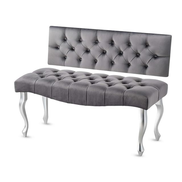 Jerez Upholstered Bench Mercer41 Size: H45 x W80 x D35cm, Colour: Grey/Silver on Productcaster.