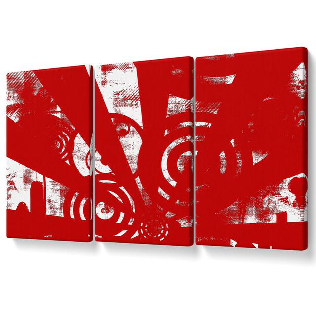 Shaft of Light Red - 3 Piece Wrapped Canvas Graphic Art Ivy Bronx Size: 50.8cm H x 106.6cm W on Productcaster.