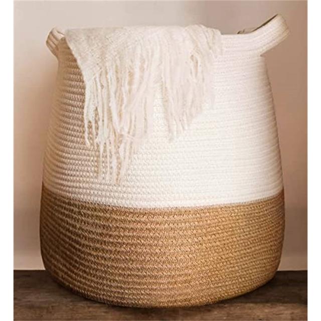 Large Cotton Rope Woven Basket With Handles Highland Dunes on Productcaster.