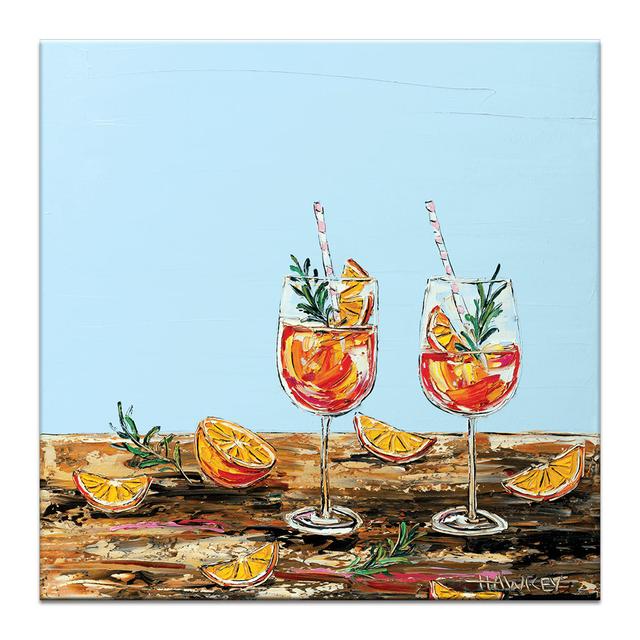 Aperol Spritz by Angela Hawkey - Painting on Canvas Rosalind Wheeler Format: Wrapped Canvas, Size: 76cm H x 76cm W x 5cm D on Productcaster.