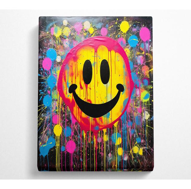 Smiley Face Urban Canvas Art Print Happy Larry Size: 50.8cm H x 35.6cm W on Productcaster.