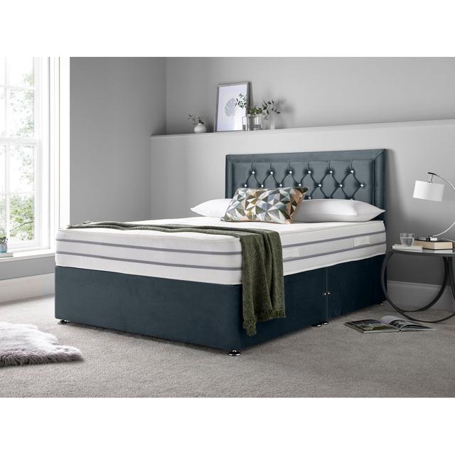 Muskingum Memory Foam Divan Bed Set Rosdorf Park Size: Super King (6'), Storage Type: 2 Left Side Drawers, Colour: Steel on Productcaster.