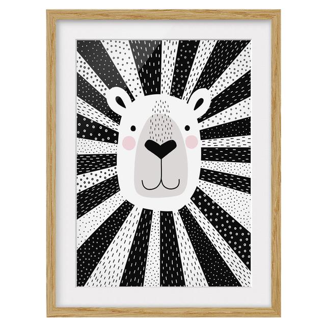 Picture With Frame - Animal Park With Patterns - Lion - Portrait 4:3 - B Maturi Frame Option: Brown, Size: 40cm H x 30cm W x 2cm D on Productcaster.