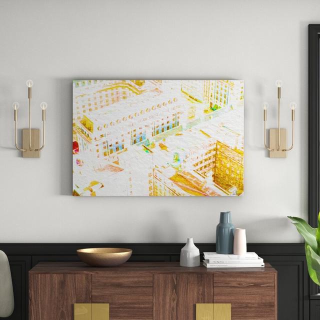 London Roof Tops Orange Graphic Art on Canvas East Urban Home Size: 76 cm H x 112 cm W x 4 cm D on Productcaster.