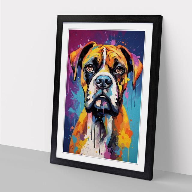 Boxer Dog Abstract Marlow Home Co. Frame Colour: Black, Size: 34cm H x 25cm W x 2cm D on Productcaster.