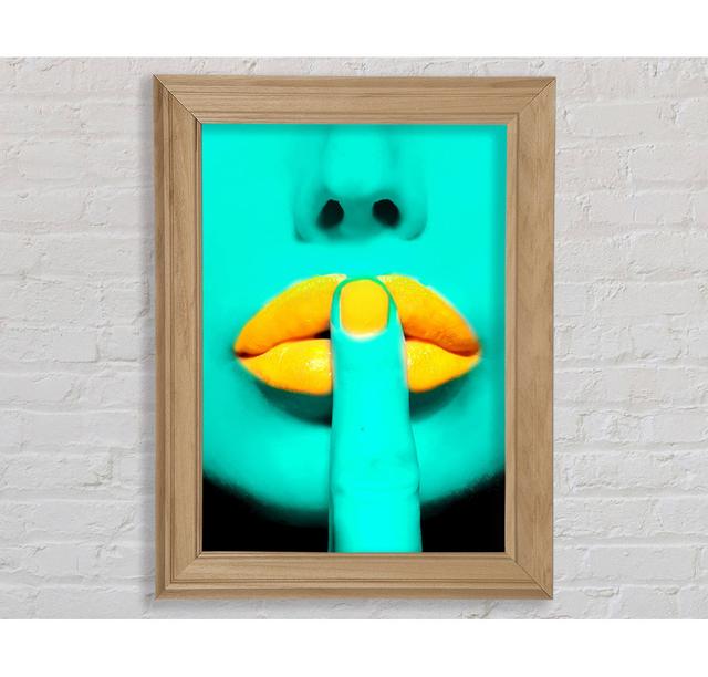 Sshhh Orange Lips Framed Print - Picture Frame Graphic Art on Canvas Canora Grey Format: Gold/Black Framed Paper, Size: 84.1cm H x 59.7cm W x 8cm D on Productcaster.