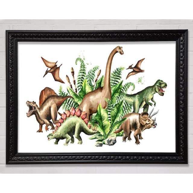 Dinosaur Crew Framed Print Happy Larry Size: 29.7cm H x 42cm W on Productcaster.