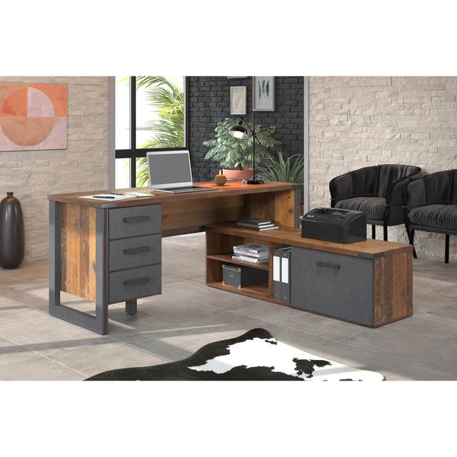 Advit 170Cm W L-Shape Executive Desk with Cabinet Williston Forge on Productcaster.