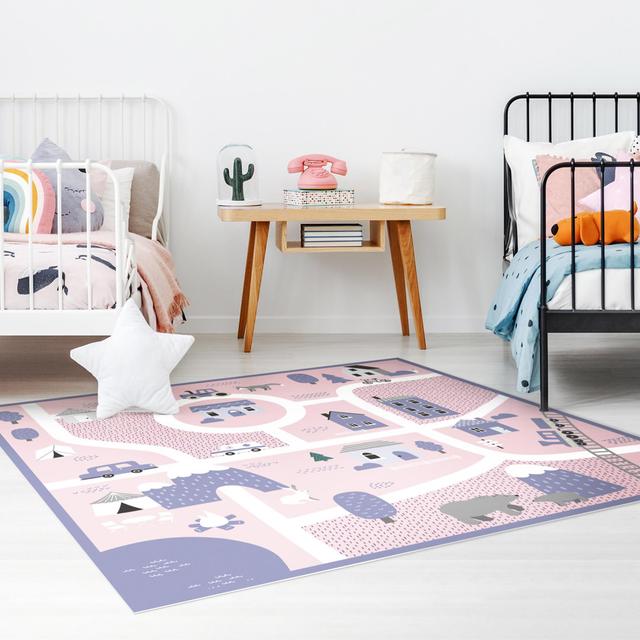 Chippenham The Village Pink/Purple/White Indoor/Outdoor Rug Harriet Bee Rug Size: Square 80cm on Productcaster.