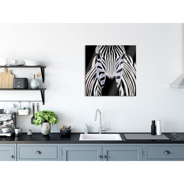 Zebra Portrait - No Frame Print on Glass Gracie Oaks Size: 70cm H x 70cm W x 0.4cm D on Productcaster.