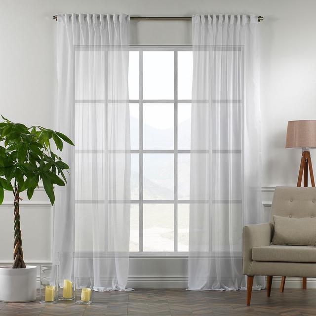 Extra Long & Extra Wide Chiffon Faux Silk Crep Curtain Panels (Set of 2) Lilijan Home & Curtain Panel Size: 140cm Width x 400cm Drop, Curtain Colour: on Productcaster.