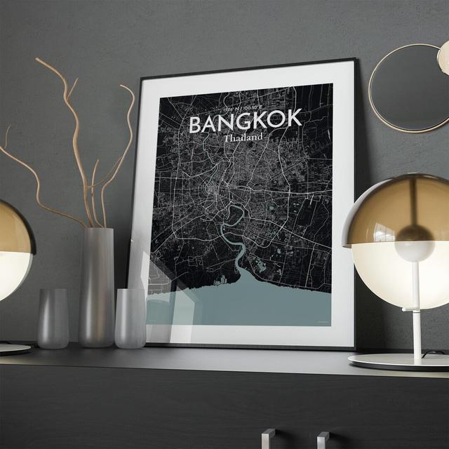 Bangkok City Map In Midnight - No Frame Print Borough Wharf Size: 24cm H x 18cm W x 0.05cm D on Productcaster.