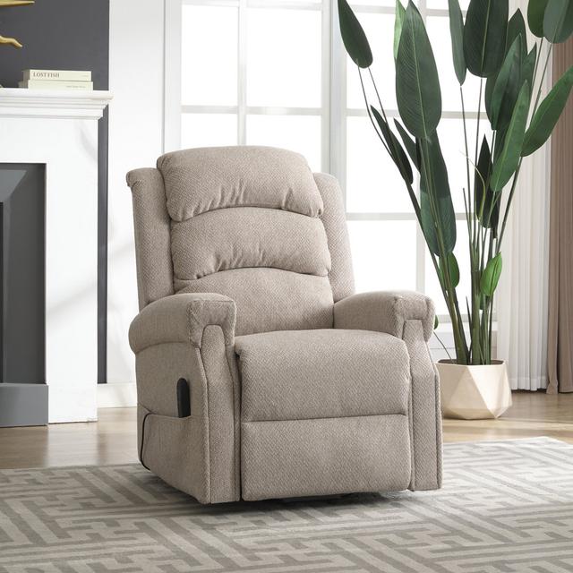 Carnstroan Upholstered Heated Massage Chair ClassicLiving Body Fabric: Beige Polyester Twill on Productcaster.