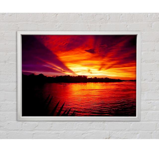 Red Mountain Lake 02 - Single Picture Frame Print on Canvas Union Rustic Size: 100cm H x 141.4cm W x 3.3cm D, Format: White Framed Canvas on Productcaster.