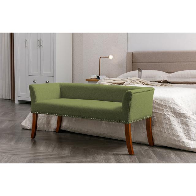 Amaiya Upholstered Bench Marlow Home Co. Upholstery Colour: Green on Productcaster.