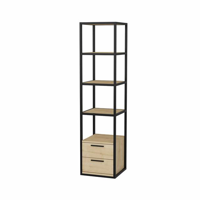 Bookshelf Dfogliat, Office shelf, Mobile book holder, Library, 39x39h169 cm, White and Anthracite Brayden Studio Colour: Black/Oak on Productcaster.